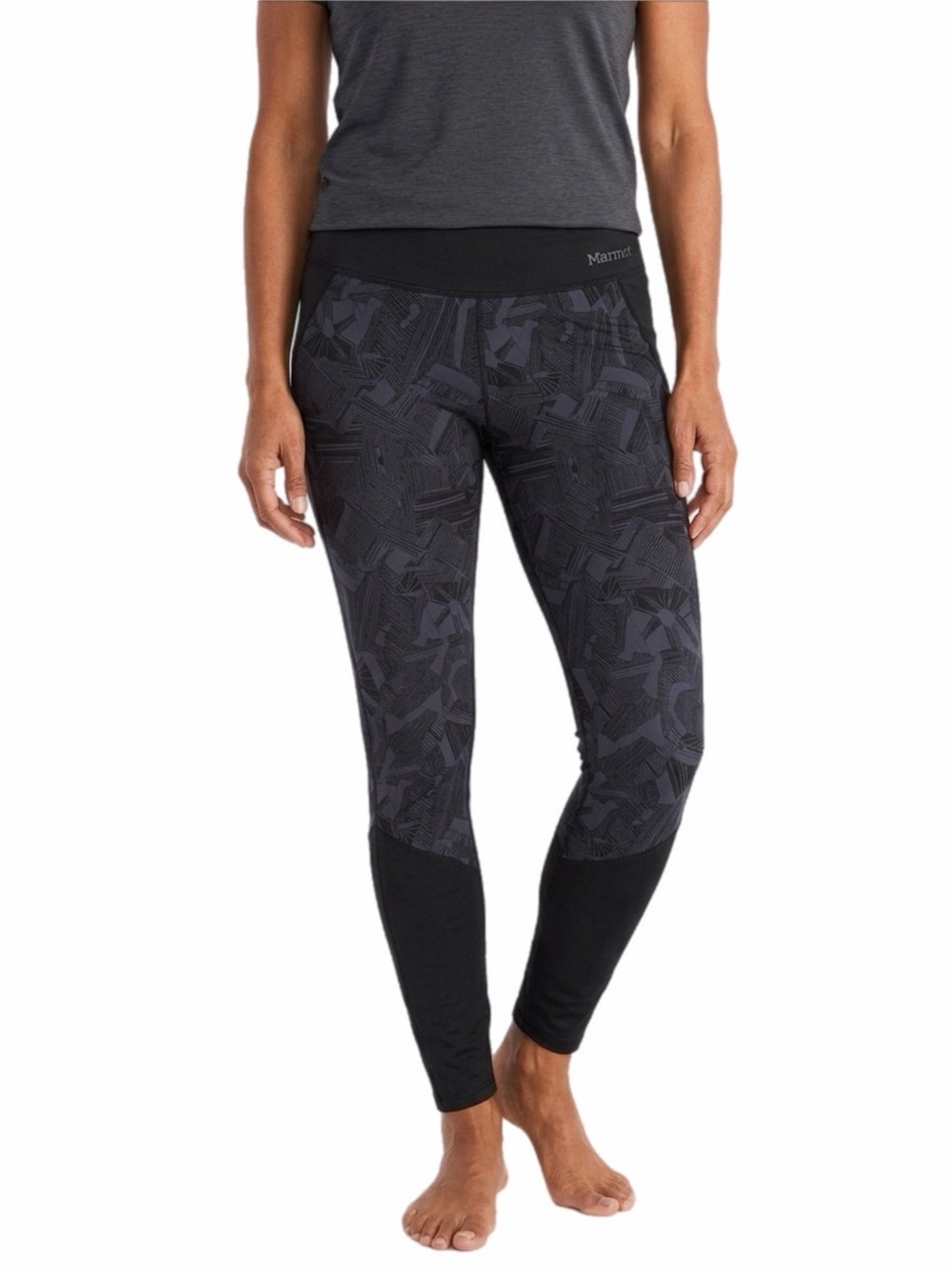 MARMOT Performance Hiking Black Camo Patterned & Black Athletic Legging Medium